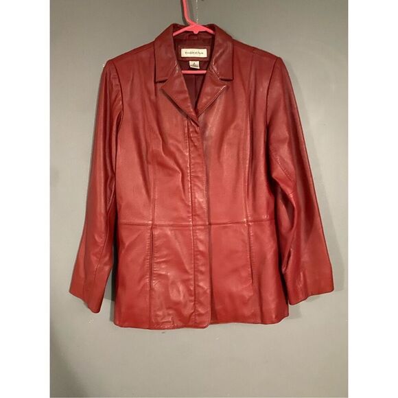 Preston & York Red Genuine Lamb Skin Leather Zip Jacket Vintage Size Medium - Picture 1 of 8